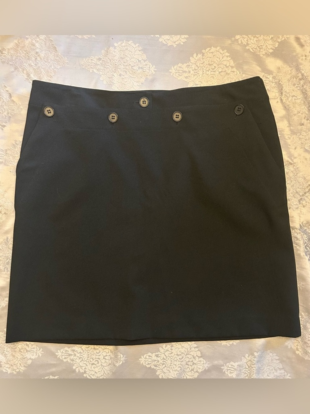 Y2K Vintage French Connection Button Pocket Black Mini Skirt Size 12